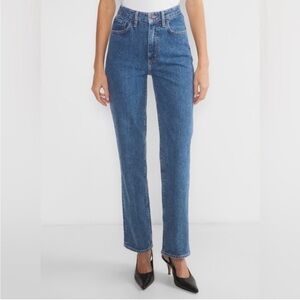 DENIM FORUM rowan super hi-rise straight jean medium wash curve fit size 28